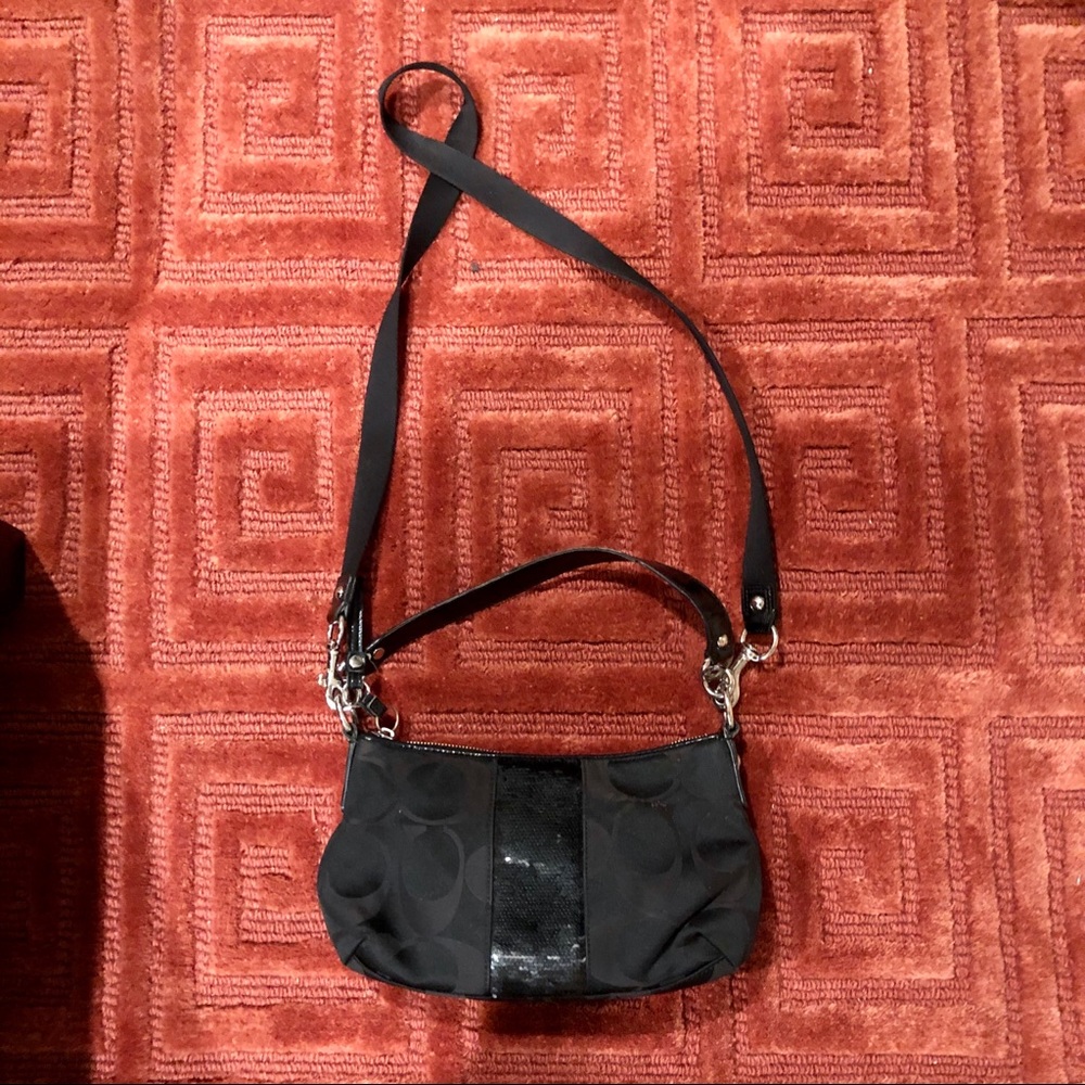 Coach black logo fabric purse